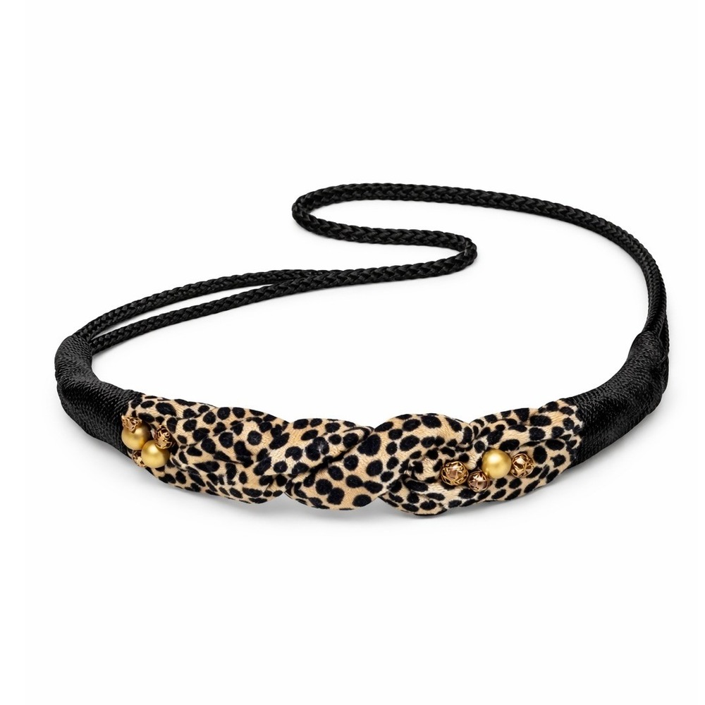 Vintage Jacqueline Ferrar Leopard Rope Belt Gold Accent Boho S M 9159 NEVER WORN